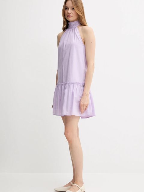 Pepe Jeans sukienka bawełniana kolor fioletowy mini rozkloszowana PL953761 - zdjęcie produktu nr 2