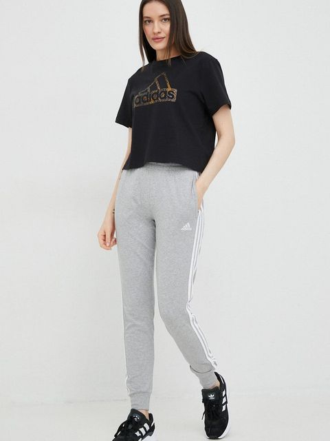 adidas spodnie dresowe Essentials damskie kolor szary z aplikacją HF2605 - zdjęcie produktu nr 2