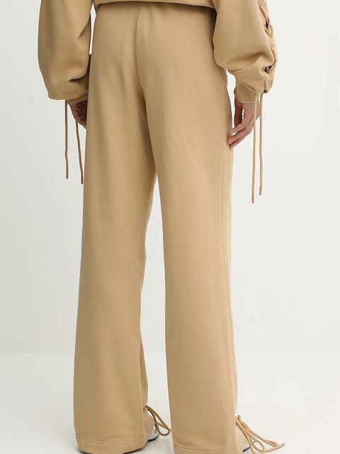 Rotate spodnie dresowe bawełniane damskie kolor beżowy gładkie 114389654