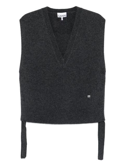 GANNI V-neck sleeveless vest - Grey - zdjęcie produktu nr 1
