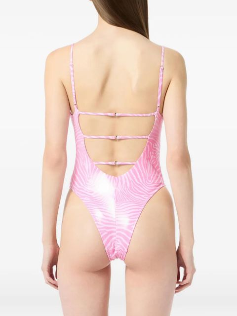 Blumarine zebra-print swimsuit - Pink