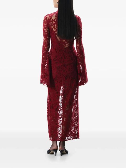 MANURÍ Sally lace-up midi dress - Red