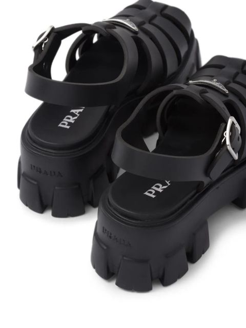 Prada 70mm Monolith caged rubber sandals - Black