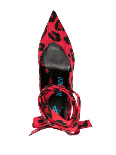 The Attico leopard-print pointed-toe pumps - Red