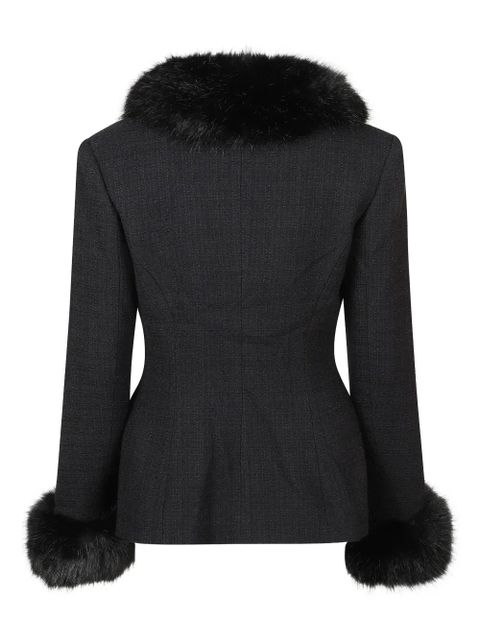 Self-Portrait fur-trimmed tweed jacket - Black - zdjęcie produktu nr 2