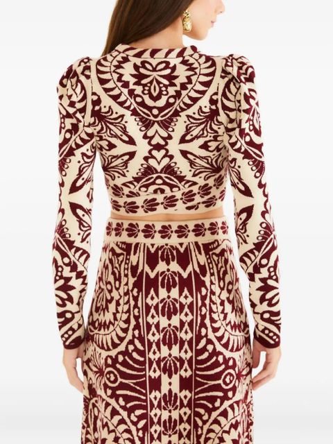 FARM Rio patterned long-sleeve top - Neutrals