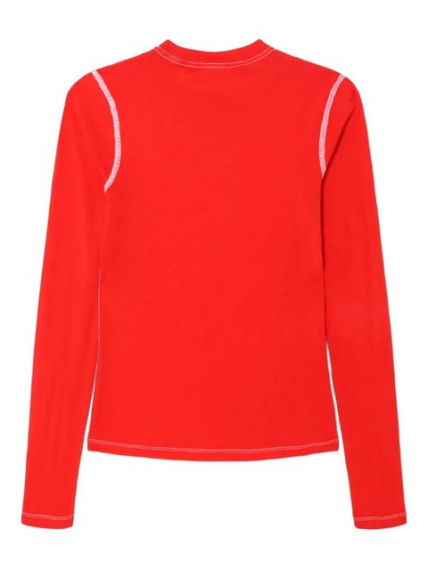 RE/DONE contrast-stitch long-sleeve tee - Red - zdjęcie produktu nr 2