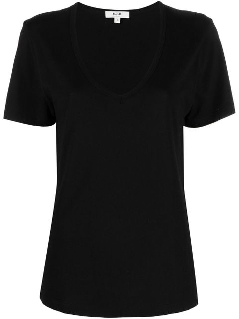 AGOLDE V-neck cotton-blend T-shirt - Black - zdjęcie produktu nr 1