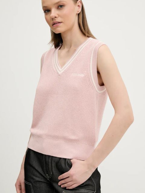 Guess Jeans kamizelka bawełniana damski kolor różowy W5GR02 Z3HM1