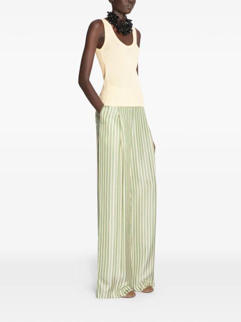 DRIES VAN NOTEN striped pleated trousers - Green