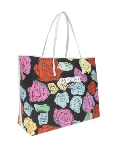 Marni floral-print tote bag - Black
