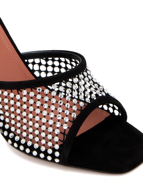 Amina Muaddi crystal-embellished mule heels - Black