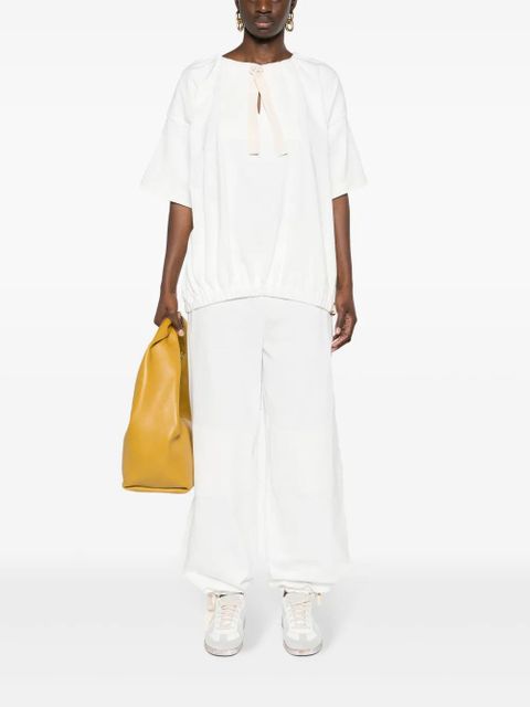Jil Sander belted cotton trousers - White - zdjęcie produktu nr 2