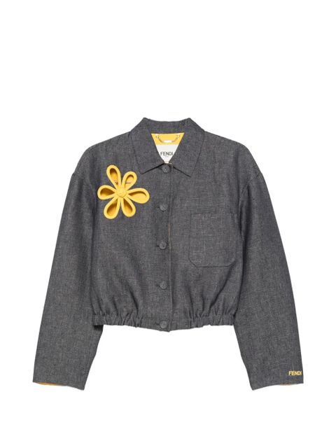 FENDI flower-appliqué cropped jacket - Blue - zdjęcie produktu nr 1