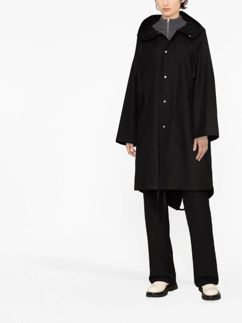 Jil Sander logo-print cotton coat - Black