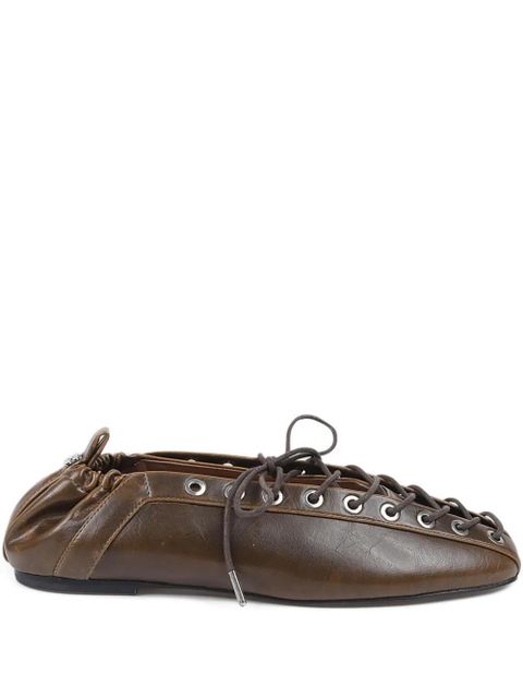 GANNI eyelets lace-up ballet flats - Green - zdjęcie produktu nr 1