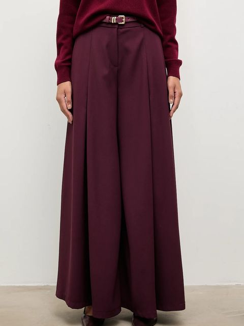 Answear.LAB spodnie damskie kolor bordowy szerokie high waist - zdjęcie produktu nr 2