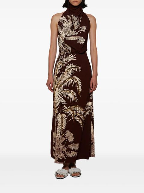 Johanna Ortiz halterneck palm-print maxi dress - Brown