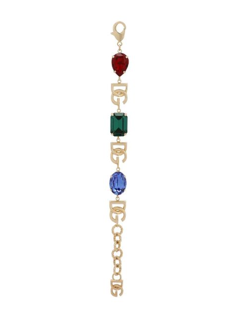 Dolce & Gabbana logo-charm crystal-embellished bracelet - Gold