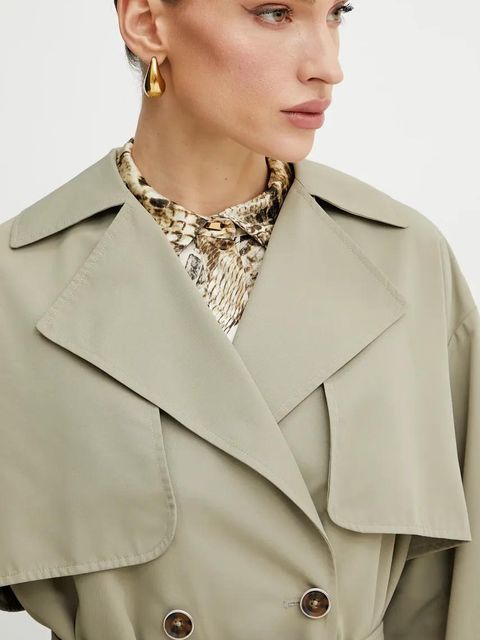 Guess trencz AMIRA damski kolor zielony przejściowy oversize W5GL33 WHAE2