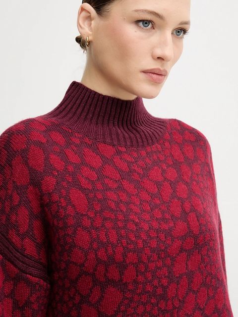 Marc Aurel sweter z dodatkiem wełny damski kolor czerwony ciepły z półgolfem 8026-8000-82046