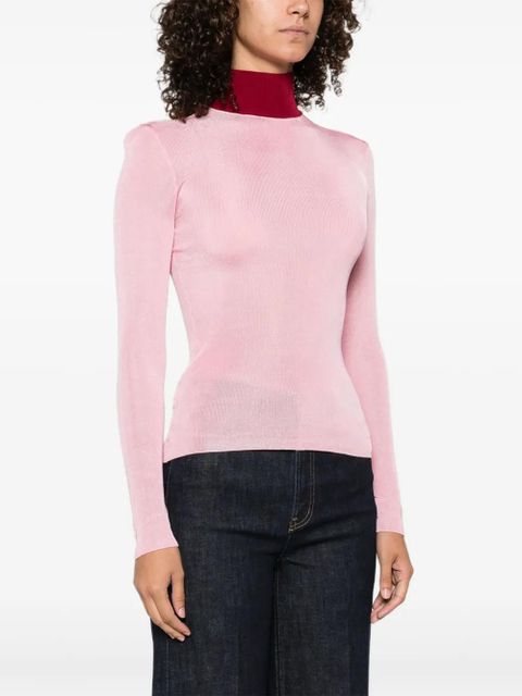 Self-Portrait high-neck ribbed top - Pink