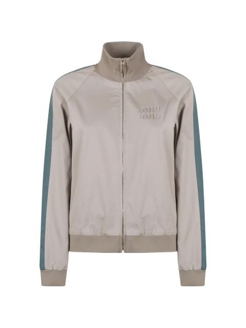 Miu Miu logo-embellishment bomber jacket - Neutrals - zdjęcie produktu nr 1