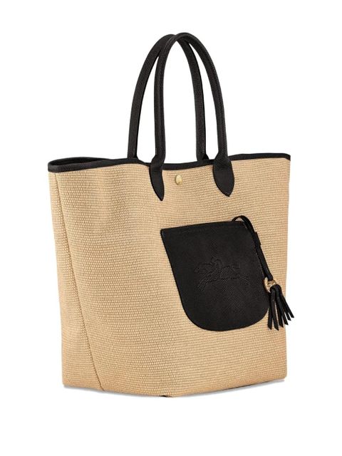 Longchamp Le Pilage woven straw tote bag - Black - zdjęcie produktu nr 2