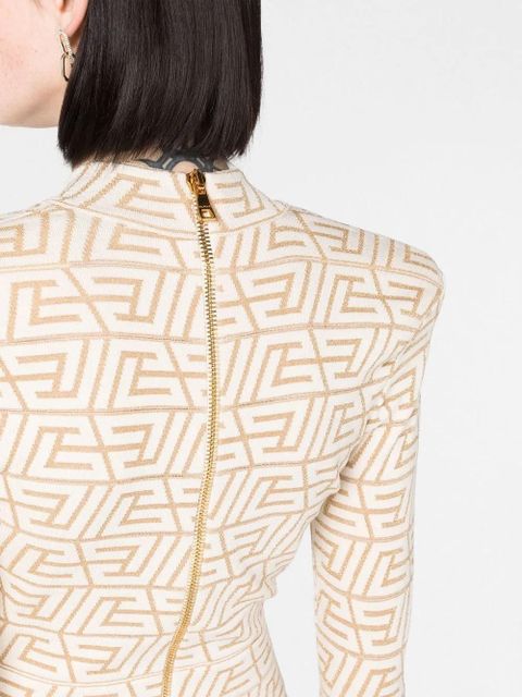 Balmain monogram-jacquard mini dress - Neutrals - zdjęcie produktu nr 2