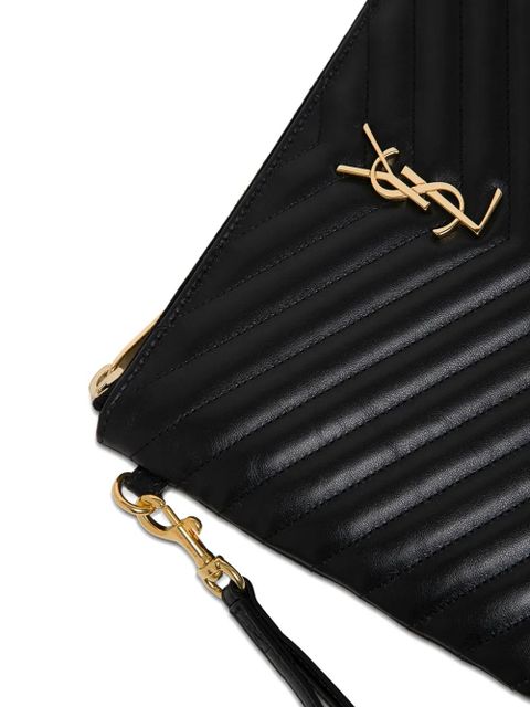 Saint Laurent small Cassandre matelassé leather clutch bag - Black