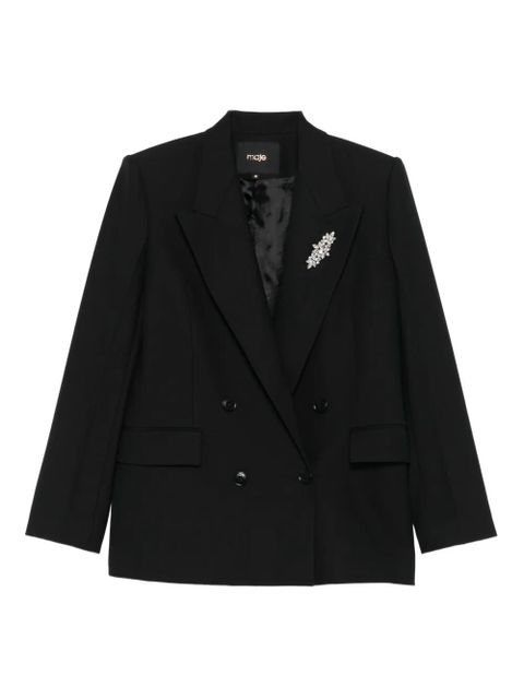 Maje Vayra crystal-embellished double-breasted blazer - Black - zdjęcie produktu nr 1