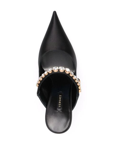 Versace crystal-embellished mule pumps - Black