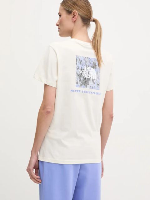 The North Face t-shirt bawełniany Tailgrid Infill damski kolor beżowy NF0A8C4W9731