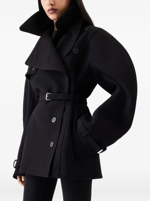 Jacquemus belted balloon-sleeve coat - Black