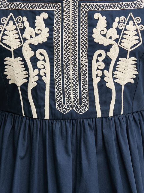 Hoss Intropia sukienka bawełniana kolor granatowy midi rozkloszowana 8229095