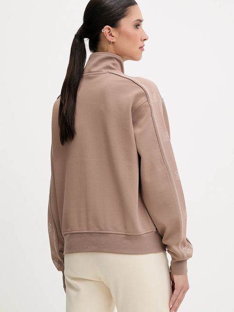 Guess bluza OCTAVIA damska kolor beżowy z kapturem z aplikacją V5BQ15 KCX22