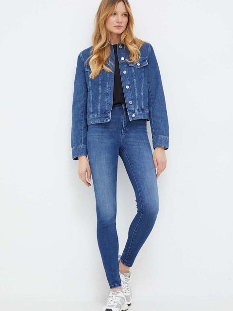 Karl Lagerfeld kurtka jeansowa damska kolor niebieski przejściowa - zdjęcie produktu nr 2