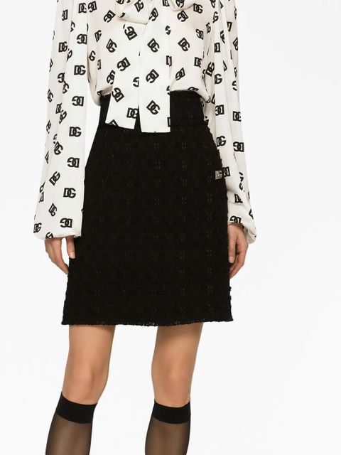 Dolce & Gabbana side-slit rush-stitch midi skirt - Black