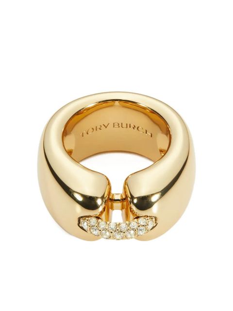 Tory Burch crystal-embellished gold ring - zdjęcie produktu nr 1