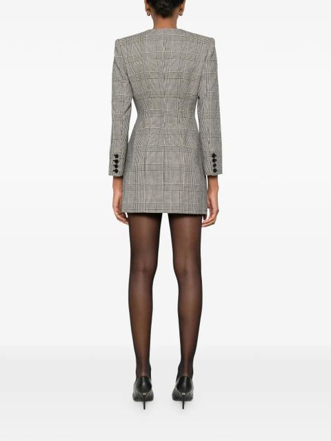 Self-Portrait check button mini dress - Black