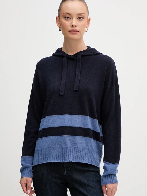 United Colors of Benetton sweter z dodatkiem wełny damski kolor granatowy lekki 102HE203V - zdjęcie produktu nr 1