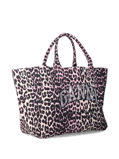 GANNI XXL printed sequin tote bag - Pink