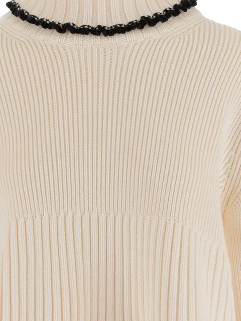 Jil Sander ribbed high-neck ruffled sweater - Neutrals - zdjęcie produktu nr 2