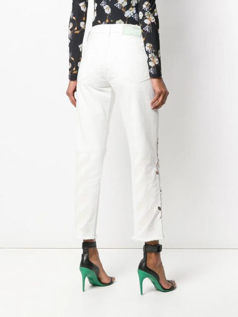 Off-White distressed flowers jeans