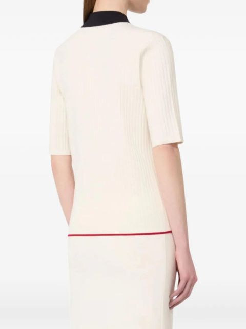 Max Mara button ribbed polo top - Neutrals