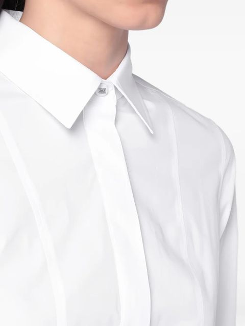 Max Mara logo-button long-sleeve shirt - White