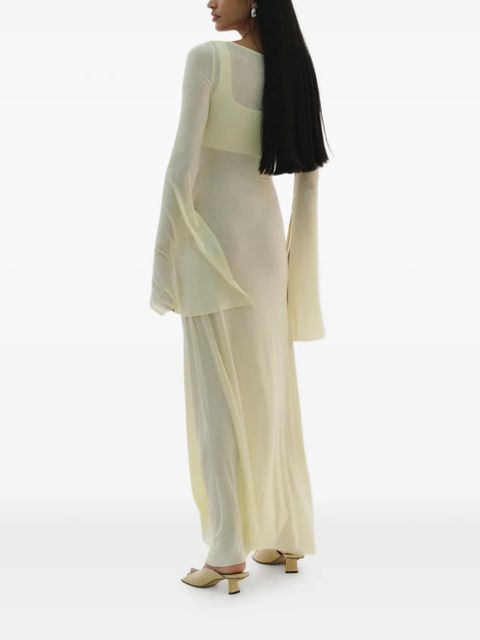 MANURÍ Nina flared-detail maxi dress - Neutrals