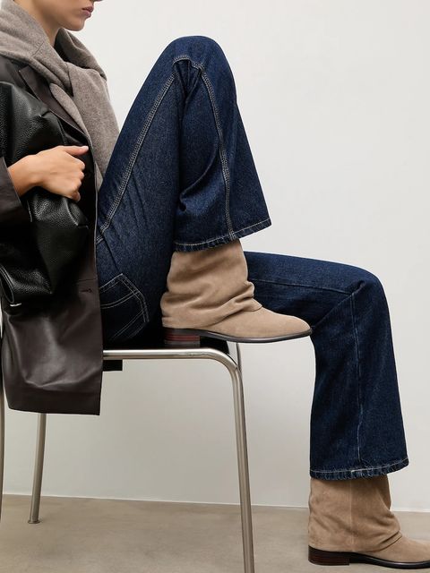 Answear.LAB botki zamszowe kolor beżowy na płaskim obcasie lekko ocieplone - zdjęcie produktu nr 1