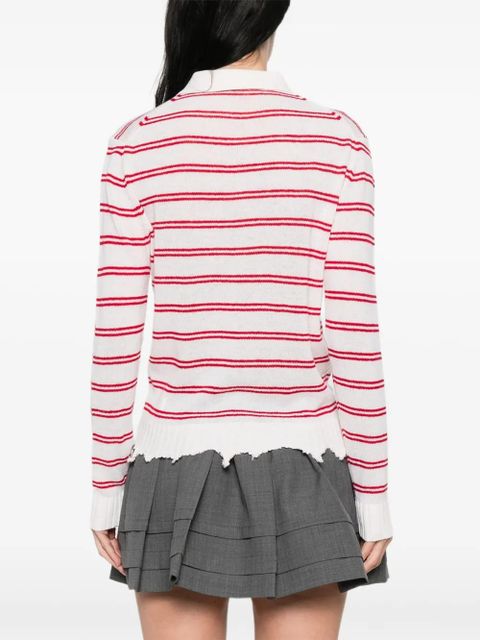 SHUSHU/TONG striped polo top - White