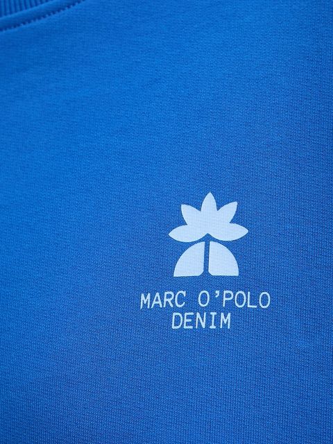 Marc O'Polo bluza bawełniana damska kolor niebieski z nadrukiem 5000009350